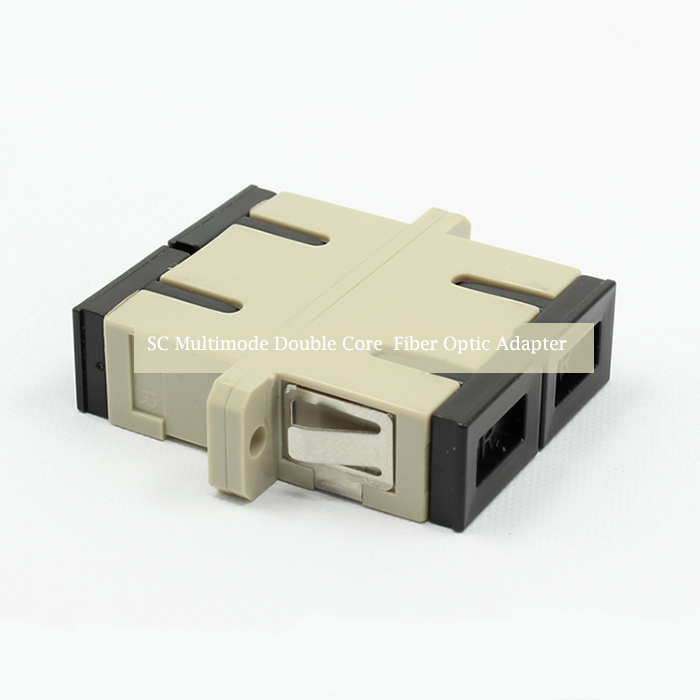 SC Multimode Double Core Fiber Optic Adapter Plactic Flange